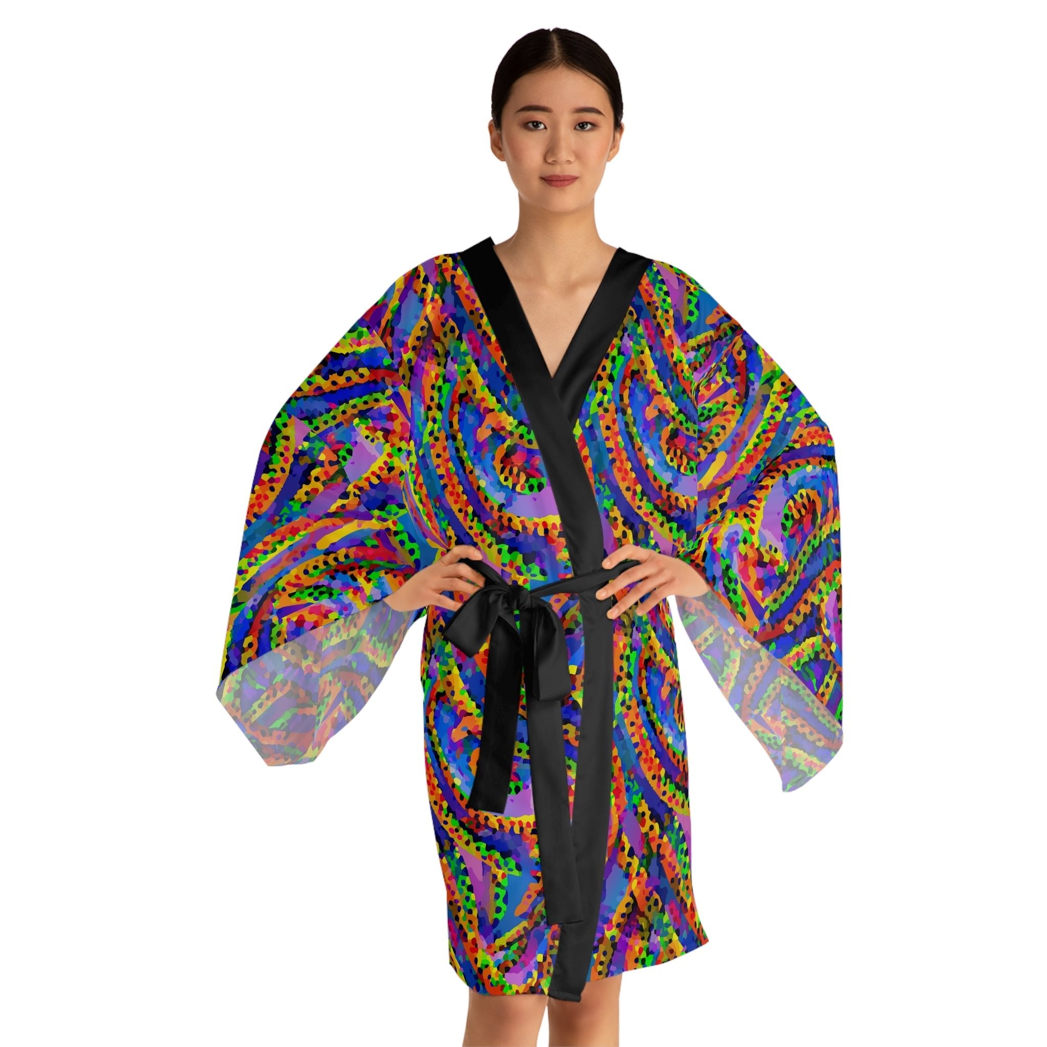 Dragon Ballistic Kimono Robe for Fierce Feminine Maximalists — Samurai-Inspired AOP Kaftan, Bold Japanese-Style Statement Robe, Gift for Her Warrior Aesthetic
