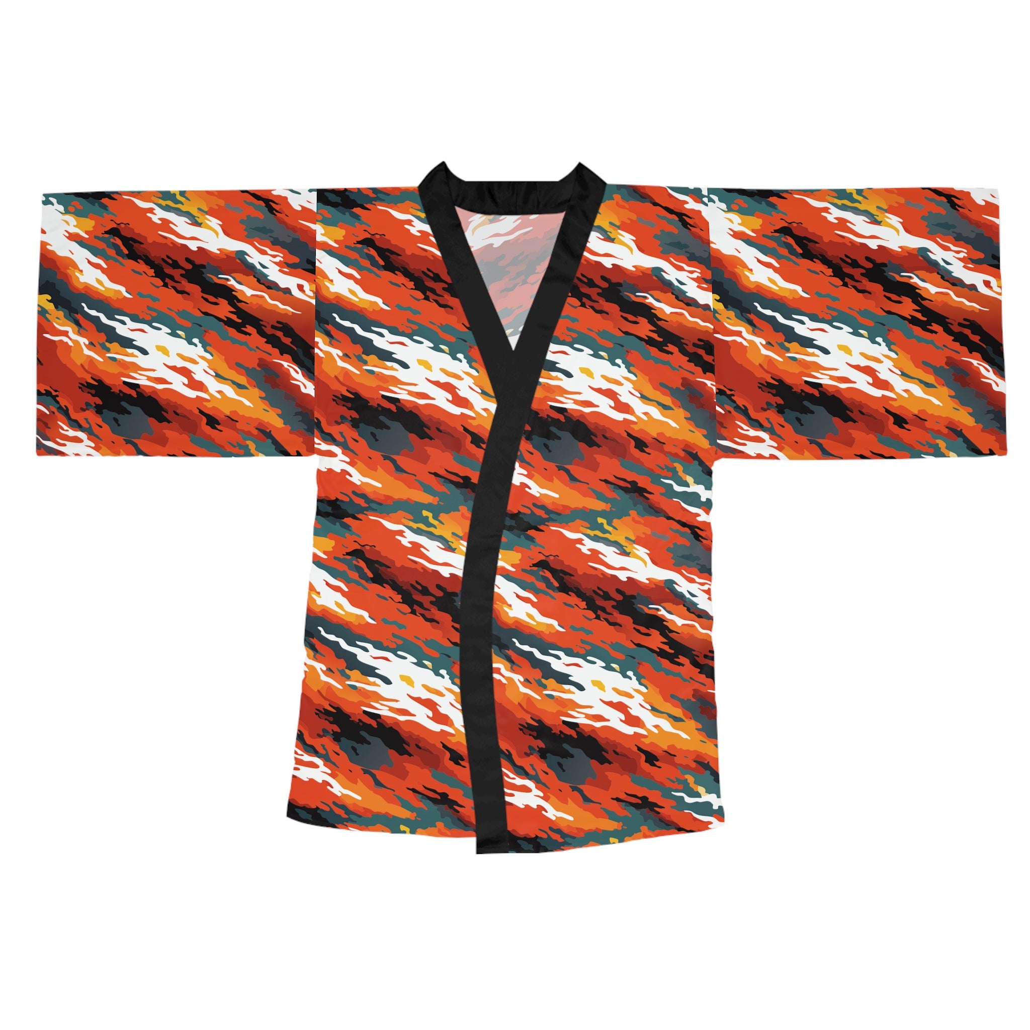 Long Sleeve AOP Kimono Robe for Maximalist Home Dressers — Bold All-Over Print Women's Duster Robe, Gallery Lounge Statement, Wearable Art Gift for Her