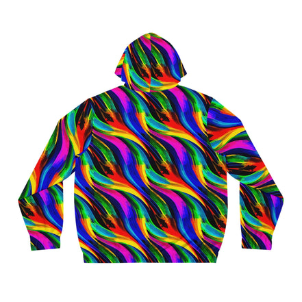 Vibrant Abstract AOP Full-Zip Hoodie – Gold Zipper, Black & White