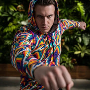 StreetsmArt Collage Athletic Hoodie - Heavyweight Maximalist Gym Wear - Designer Graffiti Activewear by Aesthetic Rebellion