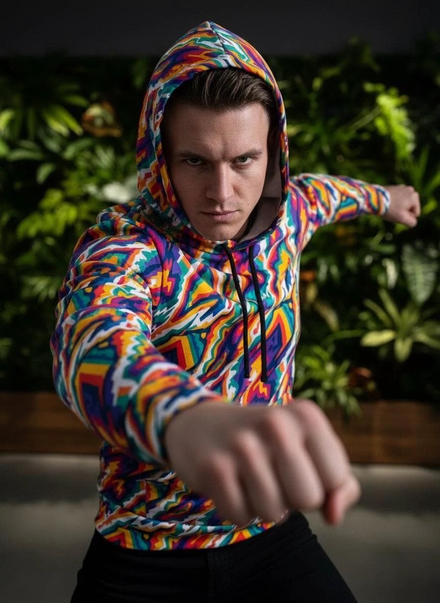 StreetsmArt Collage Athletic Hoodie - Heavyweight Maximalist Gym Wear - Designer Graffiti Activewear by Aesthetic Rebellion