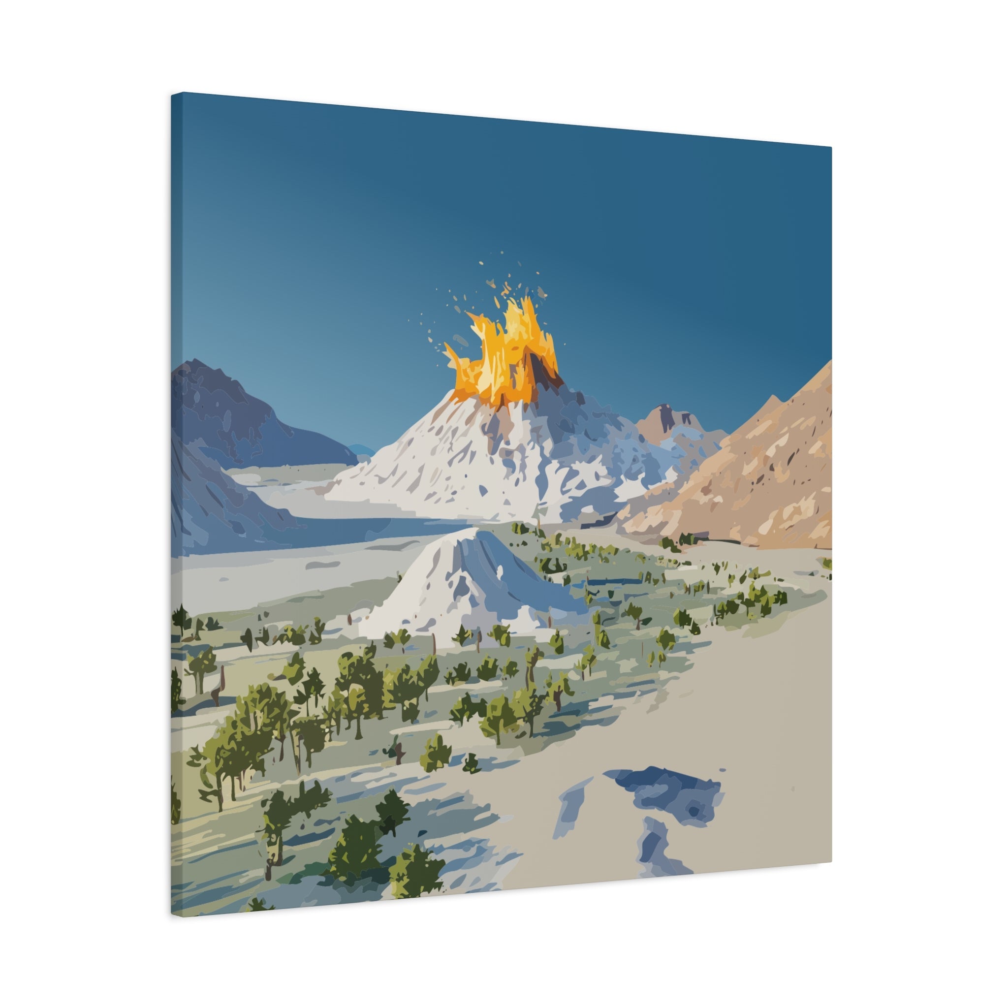 Tropical Volcano Eruption Canvas Print for Nature-Obsessed Interiors — Island Adventure Wall Art, FSC-Certified Matte Stretched Canvas, Home Decor Gift for Wanderlust Collectors