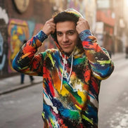Vibrant Water Splash Hoodie – Psychedelic Fluid Art Pullover by Aesthetic Rebellion