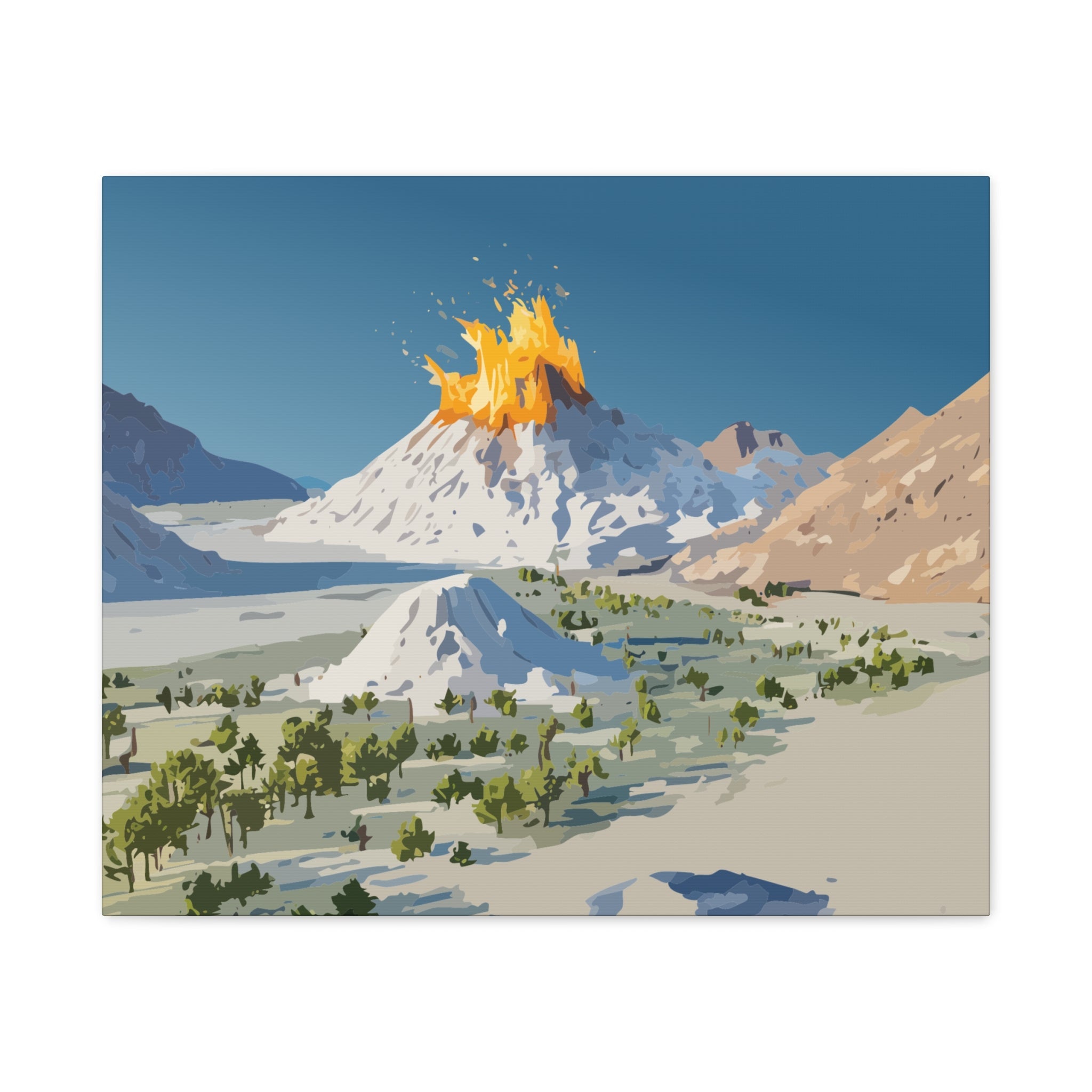 Tropical Volcano Eruption Canvas Print for Nature-Obsessed Interiors — Island Adventure Wall Art, FSC-Certified Matte Stretched Canvas, Home Decor Gift for Wanderlust Collectors