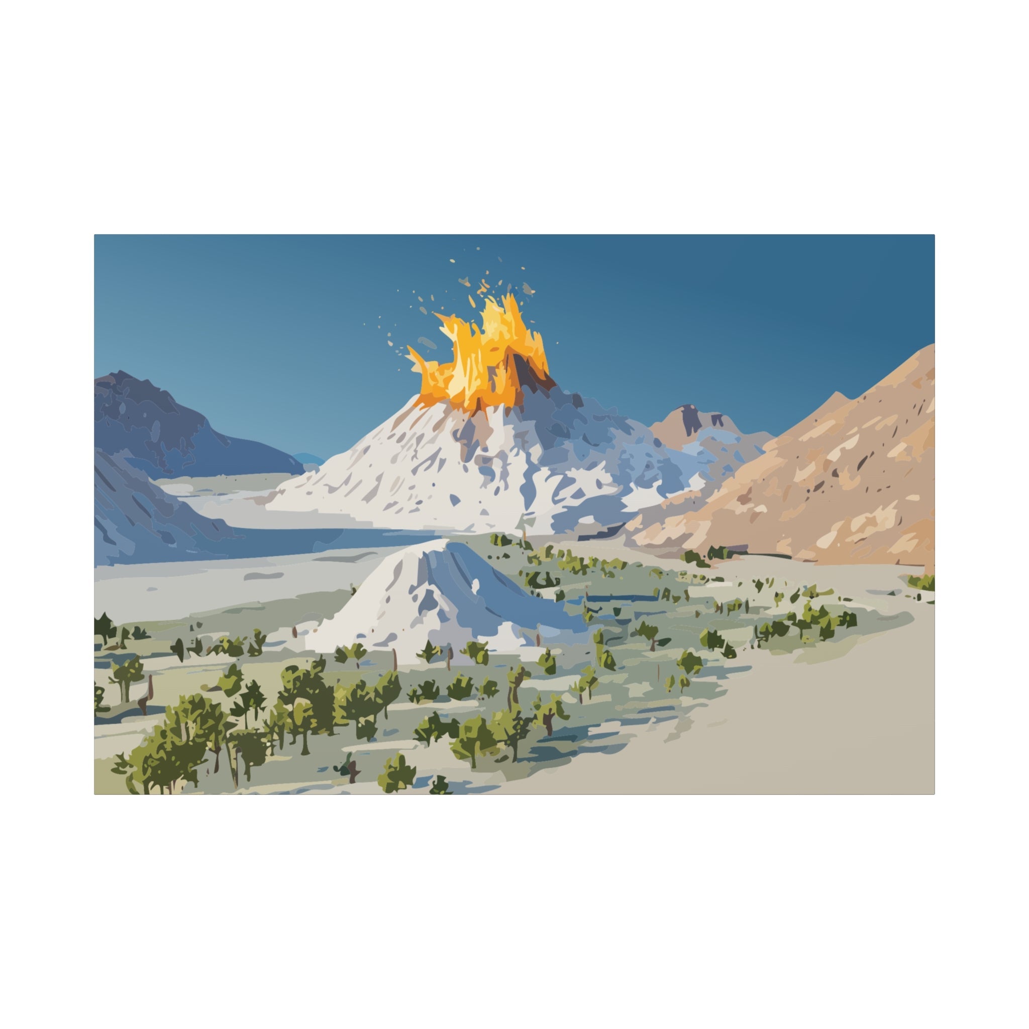 Tropical Volcano Eruption Canvas Print for Nature-Obsessed Interiors — Island Adventure Wall Art, FSC-Certified Matte Stretched Canvas, Home Decor Gift for Wanderlust Collectors