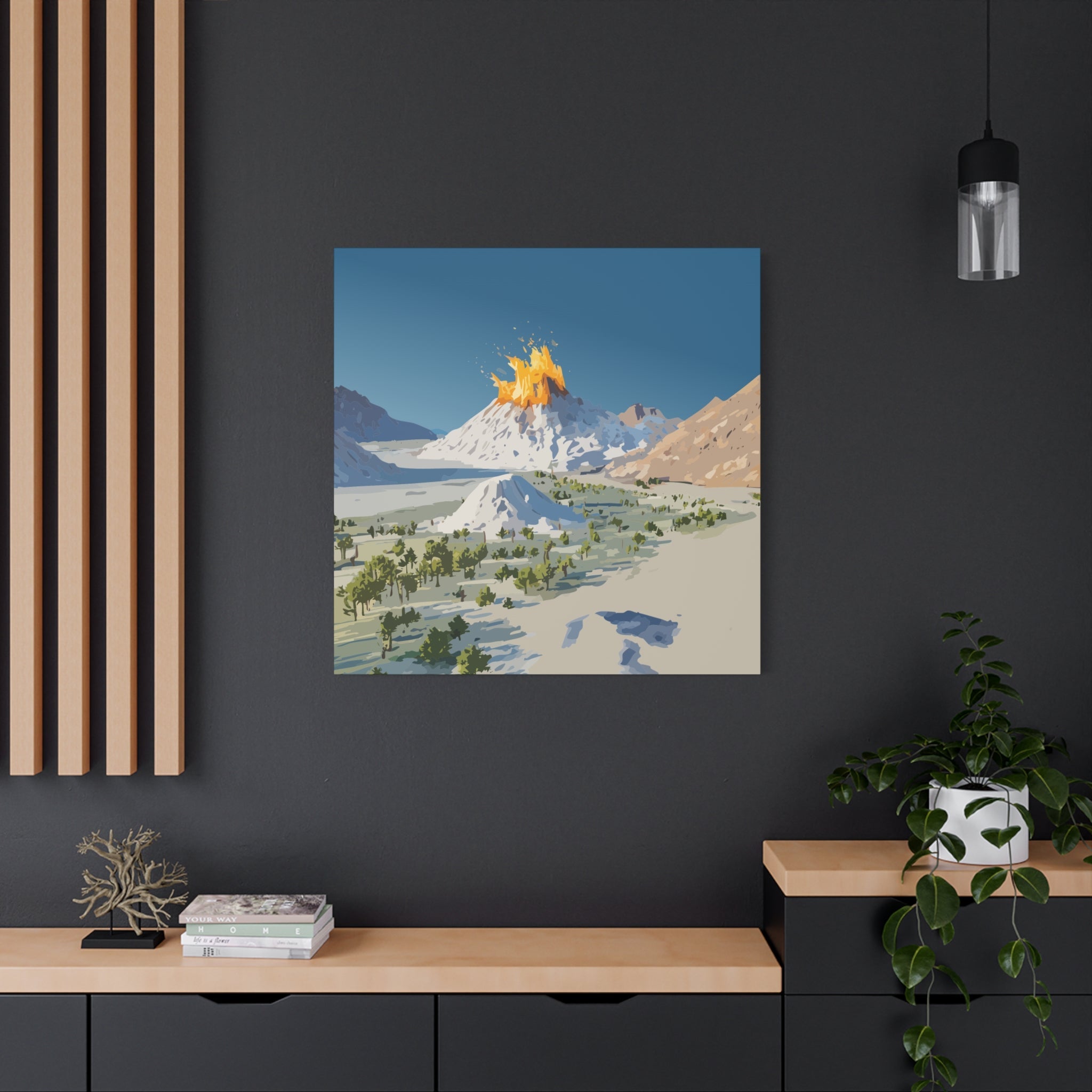 Tropical Volcano Eruption Canvas Print for Nature-Obsessed Interiors — Island Adventure Wall Art, FSC-Certified Matte Stretched Canvas, Home Decor Gift for Wanderlust Collectors