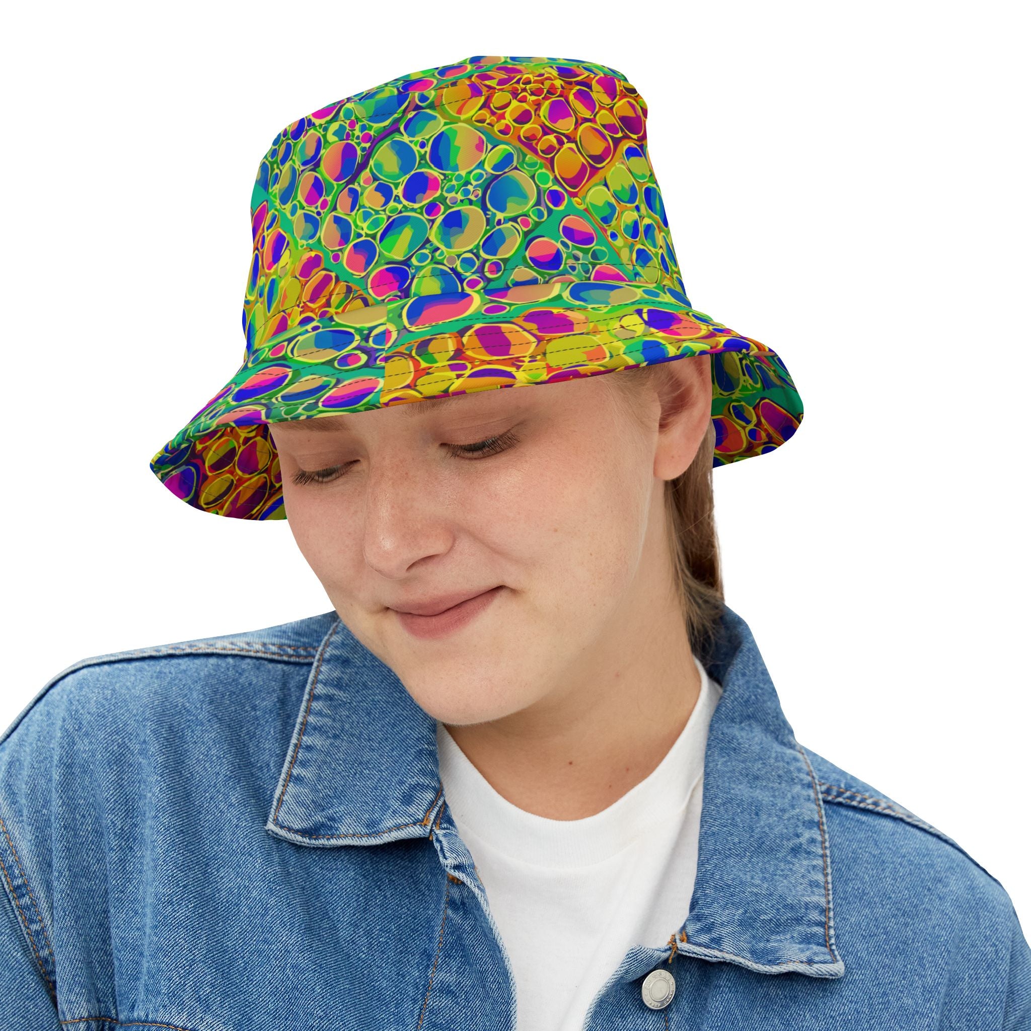 Mind Melting Visuals Bucket Hat for Aesthetic Rebels — Dyles Mavis AOP, Made in USA, Head-Turning Festival Headwear, Statement Accessory for the Scroll-Stopping Dresser