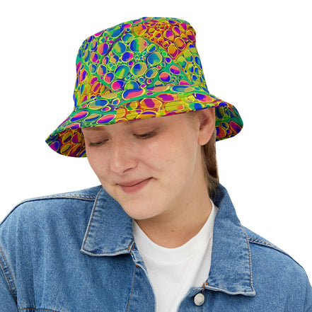 Mind Melting Visuals Bucket Hat for Aesthetic Rebels — Dyles Mavis AOP, Made in USA, Head-Turning Festival Headwear, Statement Accessory for the Scroll-Stopping Dresser