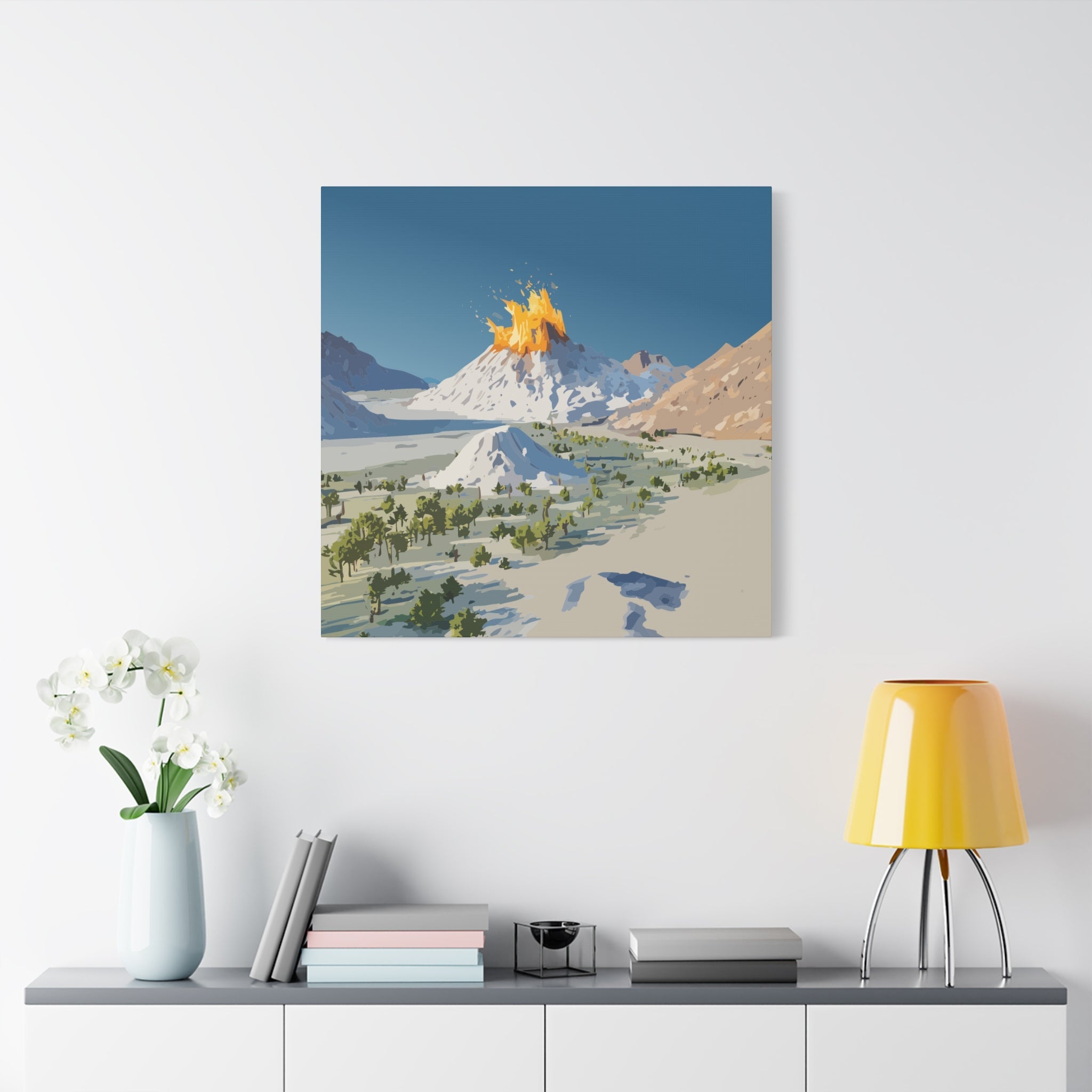 Tropical Volcano Eruption Canvas Print for Nature-Obsessed Interiors — Island Adventure Wall Art, FSC-Certified Matte Stretched Canvas, Home Decor Gift for Wanderlust Collectors