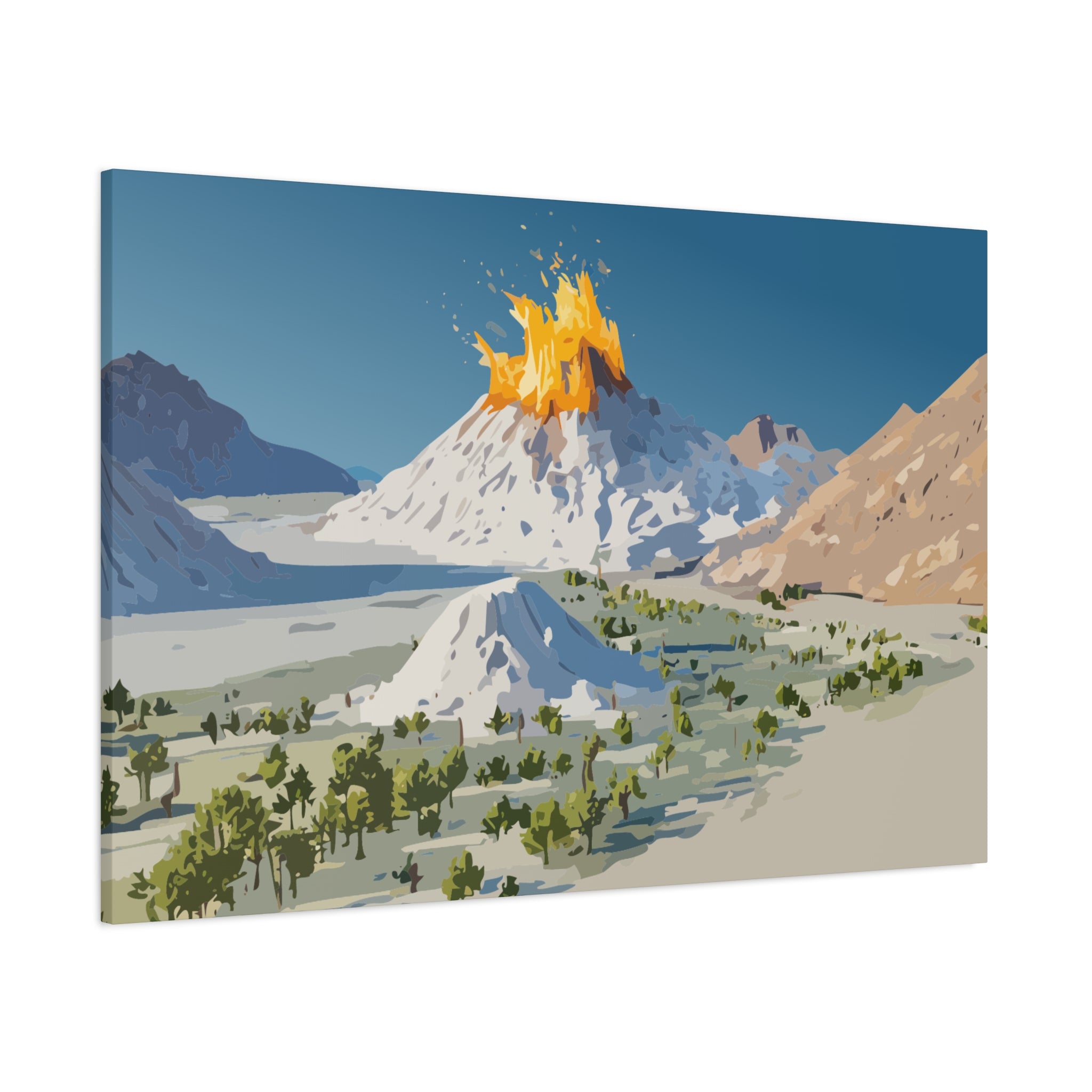 Tropical Volcano Eruption Canvas Print for Nature-Obsessed Interiors — Island Adventure Wall Art, FSC-Certified Matte Stretched Canvas, Home Decor Gift for Wanderlust Collectors
