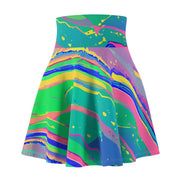 Skater Skirt – Mermaid Gems Radiant Aqua Neon Splash Iridescent Rave Mini Skirt