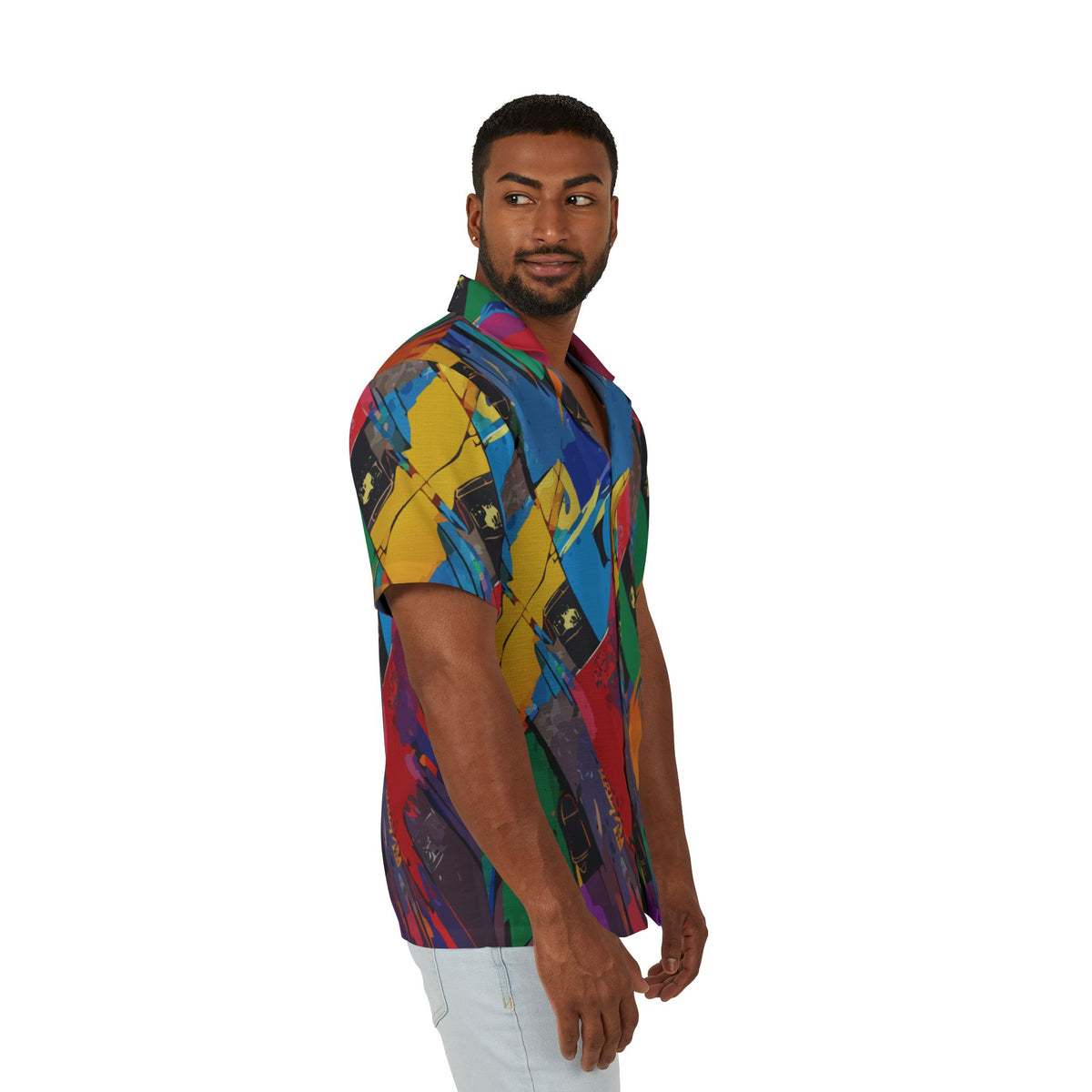 Vibrant Men's Hawaiian Camp Shirt, Tropical Vacation Wear, Beach Party Essentials, Fun Summer | Aesthetic Rebellion