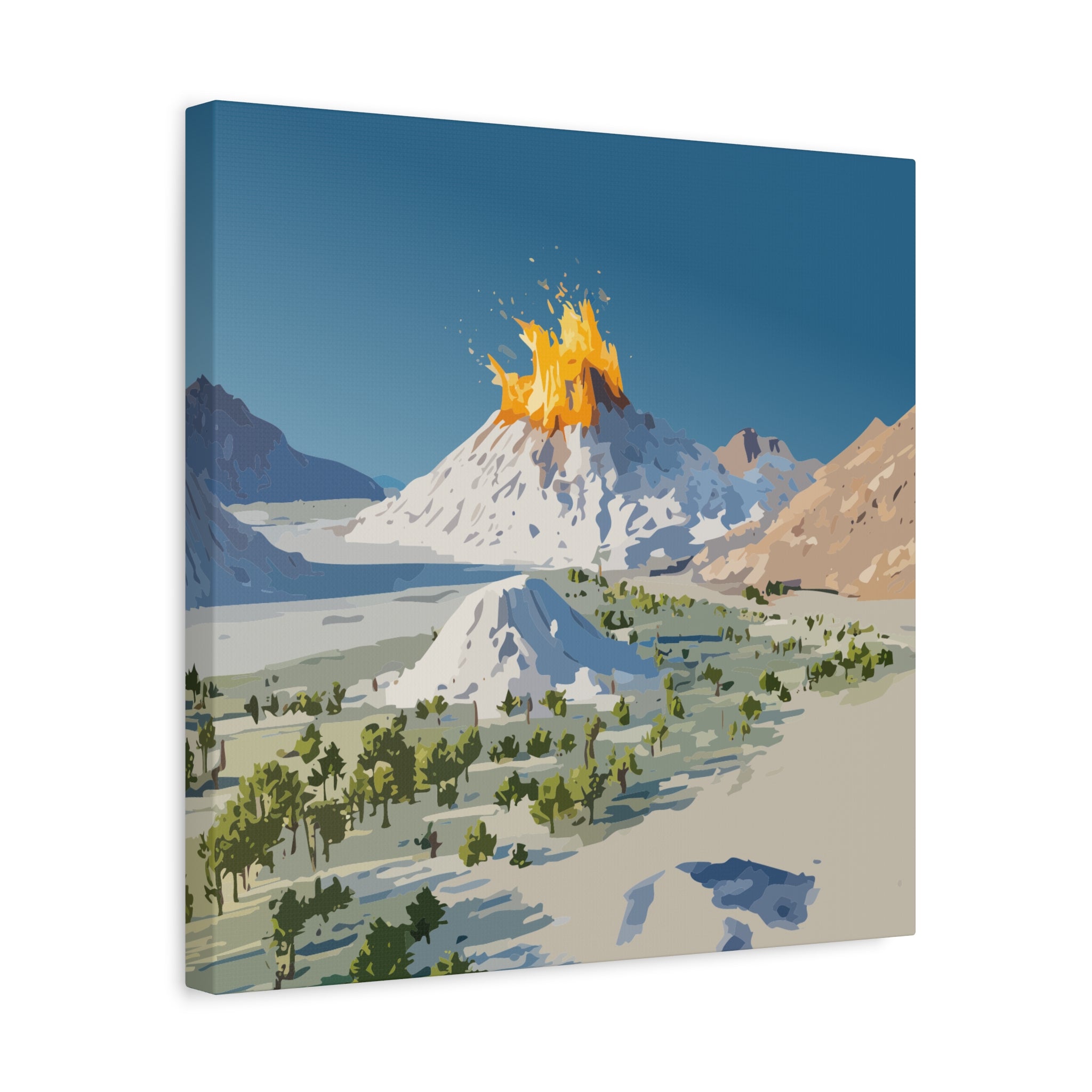 Tropical Volcano Eruption Canvas Print for Nature-Obsessed Interiors — Island Adventure Wall Art, FSC-Certified Matte Stretched Canvas, Home Decor Gift for Wanderlust Collectors