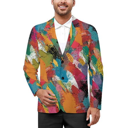 "Abstract Revolutionaire" All-Over Print Two-Button Suit — Sublimation Statement Blazer by Aesthetic Rebellion