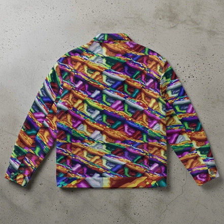 Psychedelic Weave Urban Windbreaker - Vibrant All-Over Print Jacket for Festival Streetwear by Aesthetic Rebellion