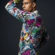 Graffiti Print Cotton Poplin Shirt - Antibacterial Designer Workwear for Creative Directors & Urban Stylists by Aesthetic Rebellion