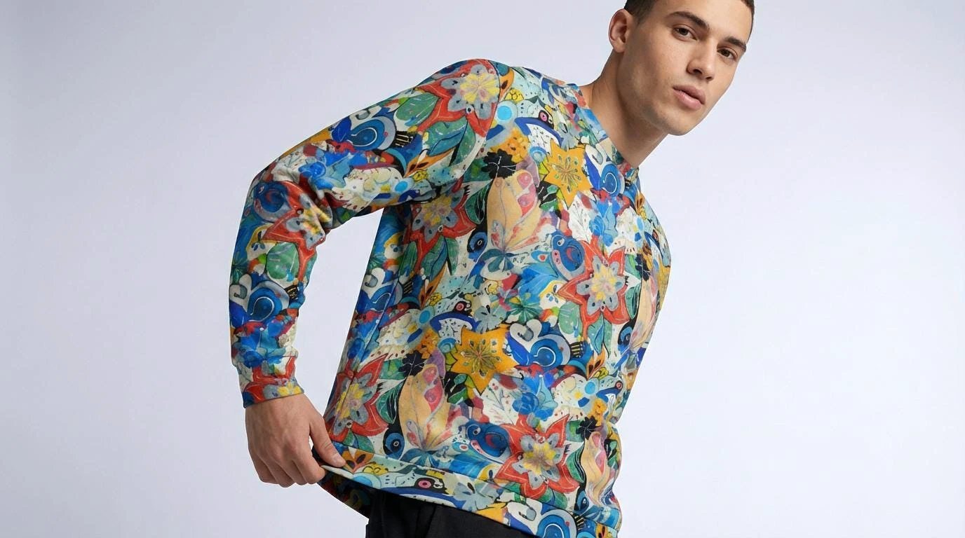 Floral Fusion All-Over Print Unisex O-neck Sweatshirt | 310GSM Cotton by Aesthetic Rebellion