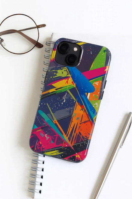 Vibrant Vector Splash Phone Case - Shockproof Lexan Armor for Bold Maximalist Tech Style by Aesthetic Rebellion