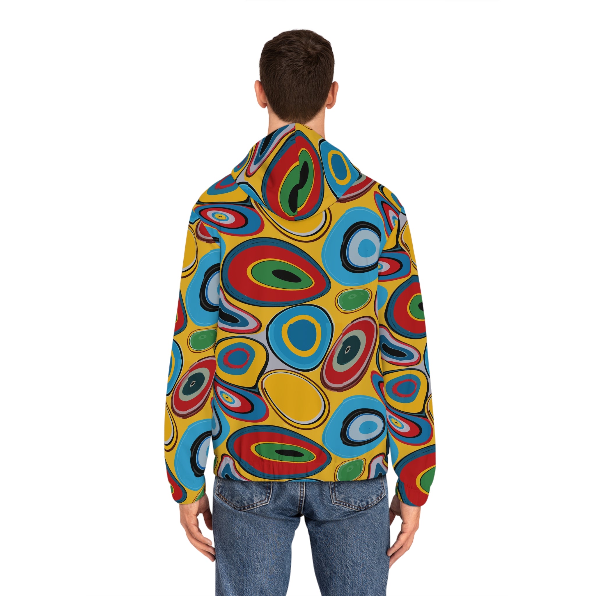 Psychedelic Eye AOP Zip-Up Hoodie for Weirdcore and Indie Sleaze Dressers — Maximalist Retro 70s Dopamine Dressing Festival Jacket, Abstract Art Statement Streetwear