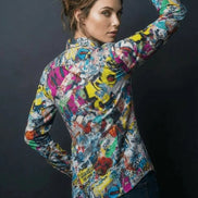 Graffiti Print Cotton Poplin Shirt - Antibacterial Designer Workwear for Creative Directors & Urban Stylists by Aesthetic Rebellion