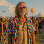 Prismatic Crimson Wave Hawaiian Shirt – High-Energy Festival Aloha Top by Aesthetic Rebellion