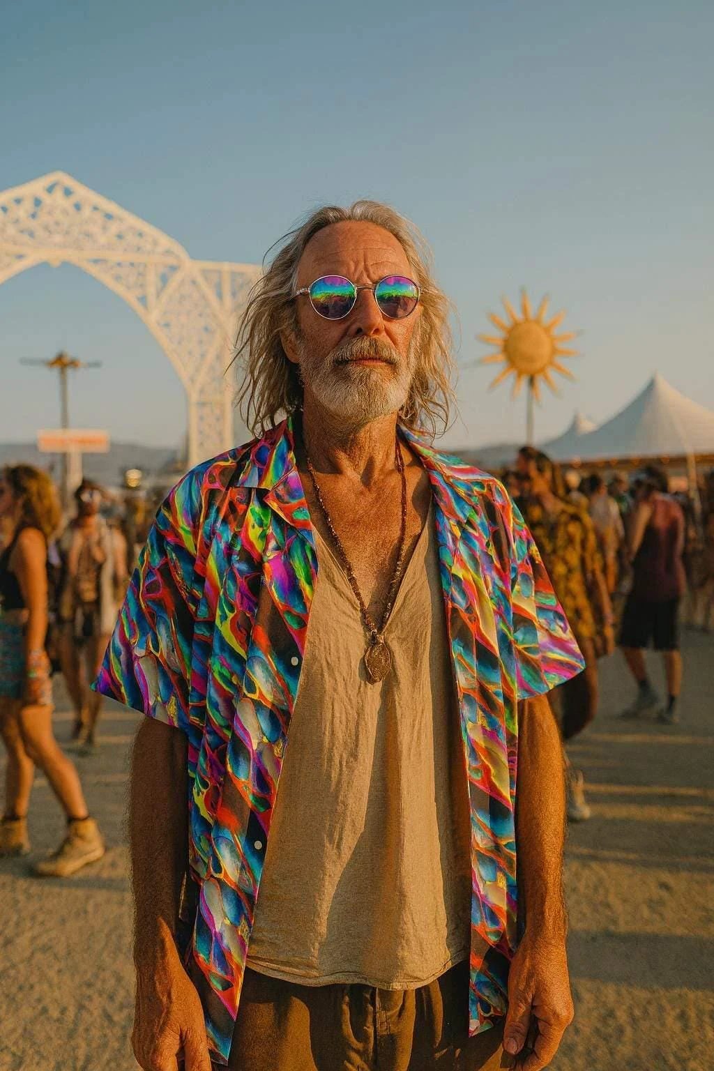 Prismatic Crimson Wave Hawaiian Shirt – High-Energy Festival Aloha Top by Aesthetic Rebellion