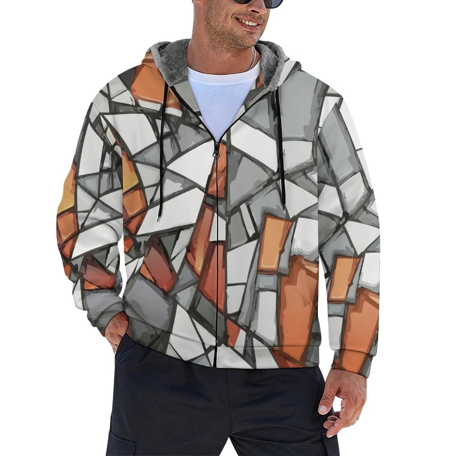 230gsm Full Zip up Hoodie with Plush Lining(All-Over Printing) by SALE_DESIGN-Personal Design