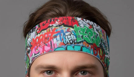 Graffiti Street Art Sports Headband - Sweat-Wicking Maximalist Hairband for HIIT, Running & Urban Fitness - Aesthetic Rebellion