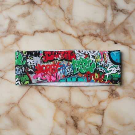 Graffiti Street Art AOP Sports Headband for Urban Fitness Dressers — Sweat-Wicking Bold Print, Gym | Aesthetic Rebellion
