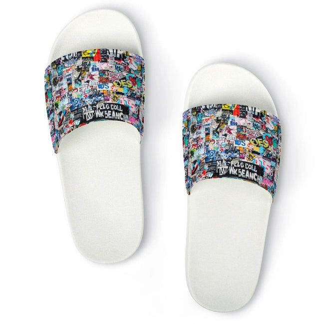 "Tag Swag" All-Over Print Slides | Bold Abstract Art PVC Slippers by Aesthetic Rebellion