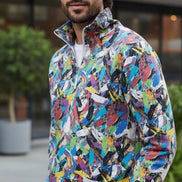 Digital Impasto Paint Stroke Half-Zip - Heavyweight Cotton Pullover for Fine Artists & Curators by Aesthetic Rebellion