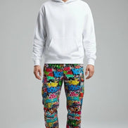 Abstract Graffiti Print Cargo Pants | Men's Streetwear Utility Trousers by Aesthetic Rebellion