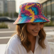 Reversible Bucket Hat • Psychedelic Kaleidoscope, Graffiti Print by Aesthetic Rebellion