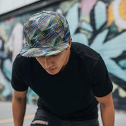 Abstract Fractal Art Flat Brim Cap • Maximalist Streetwear Snapback by Aesthetic Rebellion