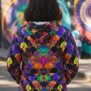 Rainbow Fish Primal Print Hoodie - Vibrant Aquatic Art Sweatshirt for Bold Streetwear by Aesthetic Rebellion