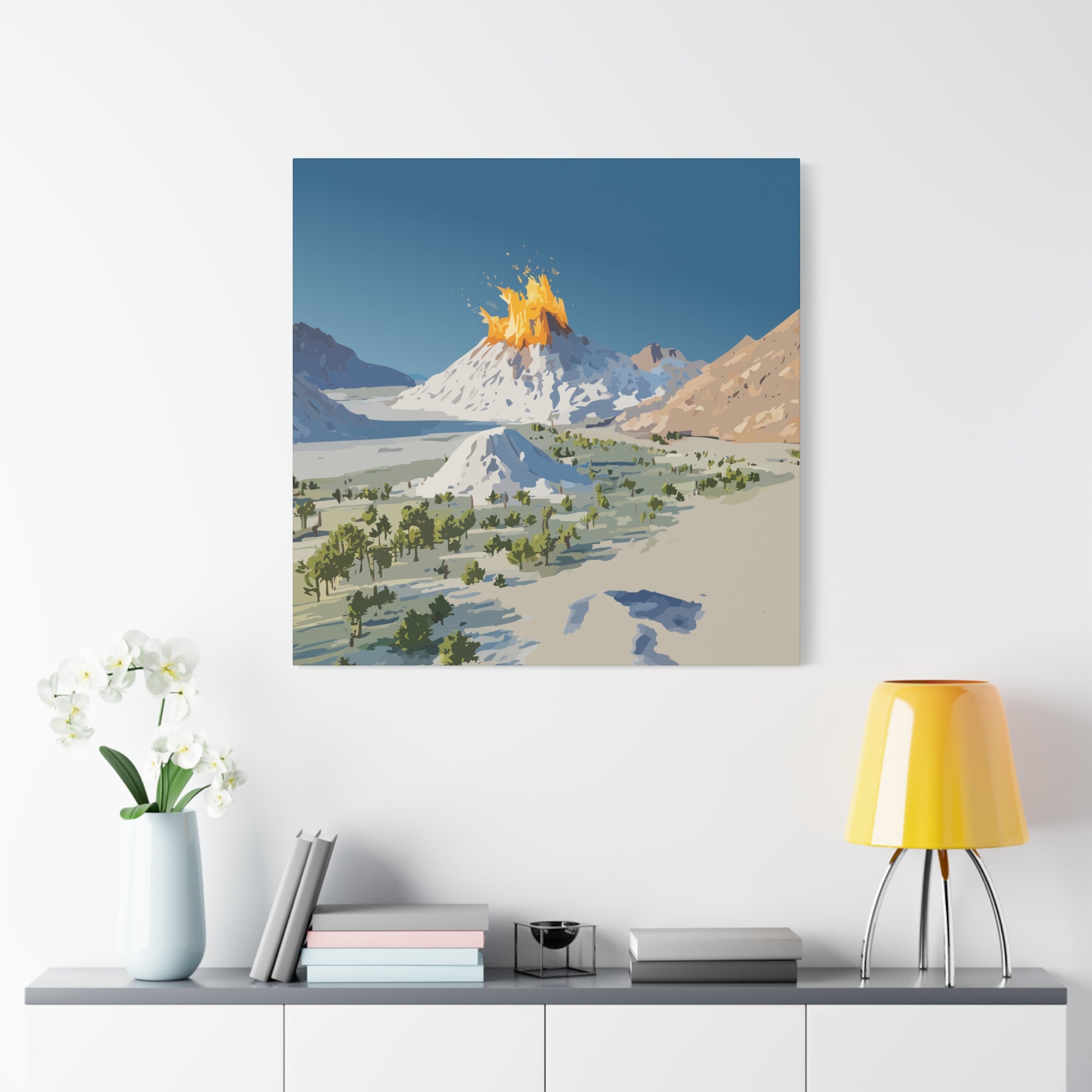 Tropical Volcano Eruption Canvas Print for Nature-Obsessed Interiors — Island Adventure Wall Art, FSC-Certified Matte Stretched Canvas, Home Decor Gift for Wanderlust Collectors