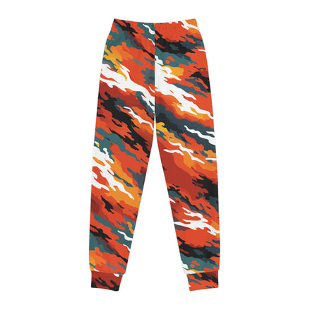 Youth Camo Joggers — Bold Orange All-Over Print Sweatpants for Kids | Aesthetic Rebellion