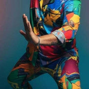 Vibrant Abstract Satin Pajama Set - Luxury All-Over Print Loungewear for Bold Sleepwear by Aesthetic Rebellion