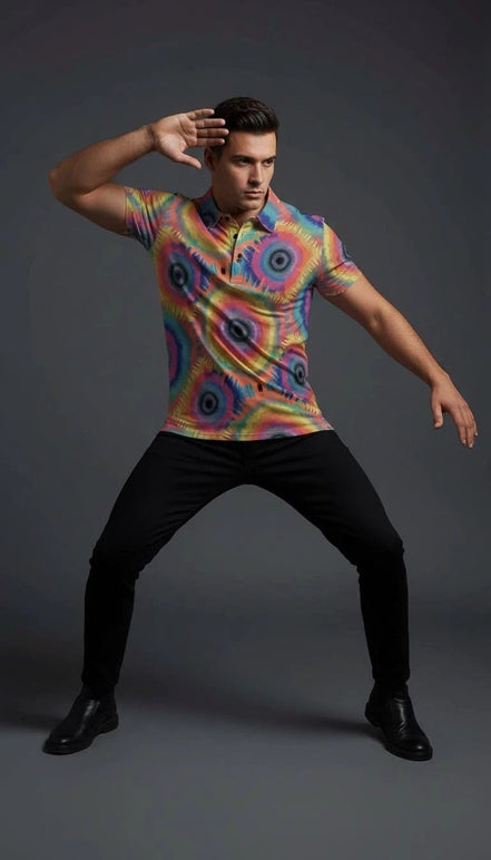 All-Over Print Men's Henley Shirt by Aesthetic Rebellion
