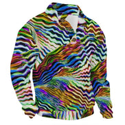 Vibrant Wave Art Maximalist Pullover - Abstract Geometric Sweatshirt for Artistic Expression by Aesthetic Rebellion