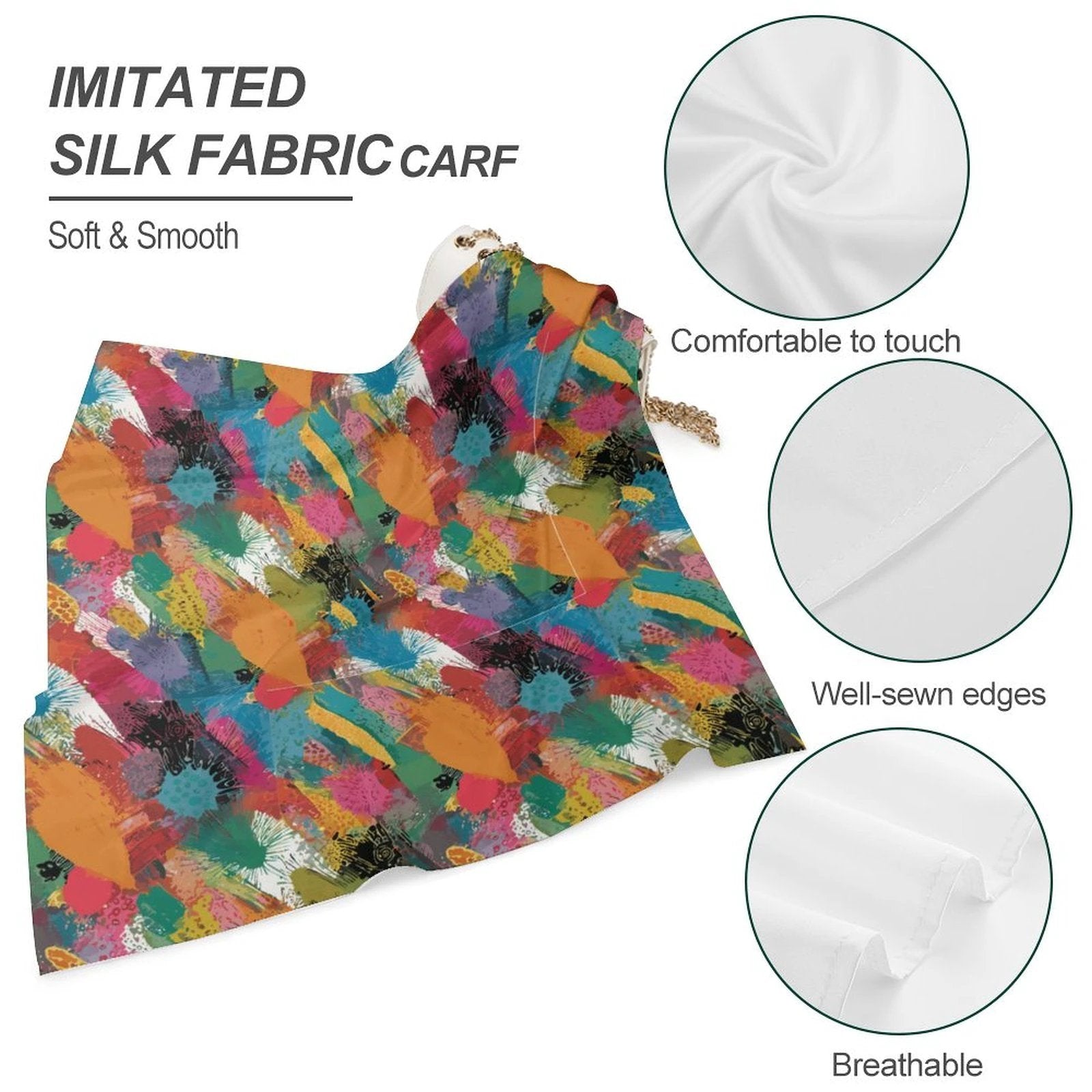 Square Printed Scarves with Skin-friendly Imitated Silk by SALE_DESIGN-Personal Design
