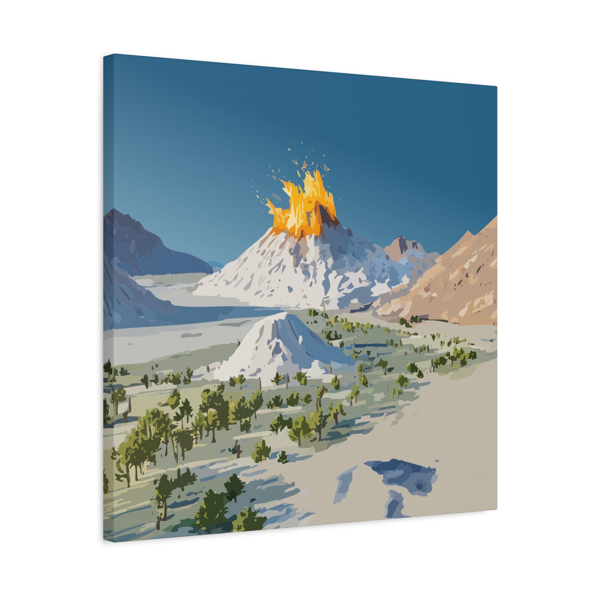Tropical Volcano Eruption Canvas Print for Nature-Obsessed Interiors — Island Adventure Wall Art, FSC-Certified Matte Stretched Canvas, Home Decor Gift for Wanderlust Collectors