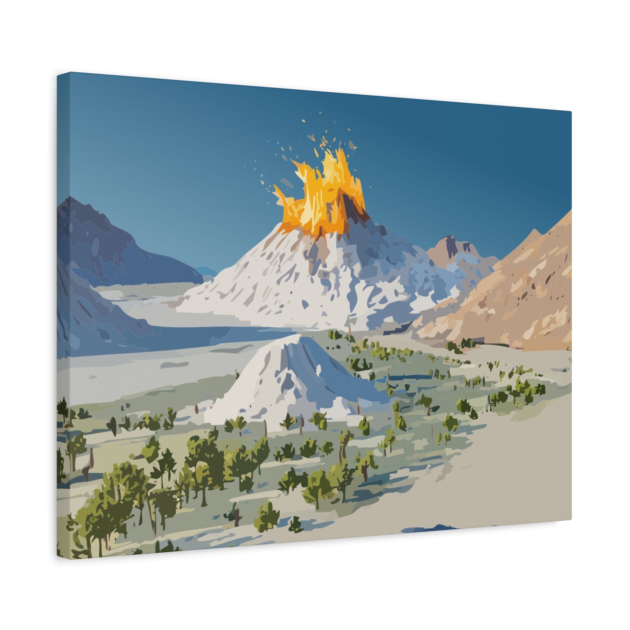 Tropical Volcano Eruption Canvas Print for Nature-Obsessed Interiors — Island Adventure Wall Art, FSC-Certified Matte Stretched Canvas, Home Decor Gift for Wanderlust Collectors