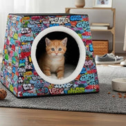 Retro-Futurist Space Capsule Pet Bed - Waterproof Mid-Century Modern Cat House & Designer Puppy Lounge by Aesthetic Rebellion