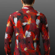 Artsy Floral Men’s Long Sleeve Polo - Polished Maximalist Workwear for Hospitality & Wine Ambassadors by Aesthetic Rebellion