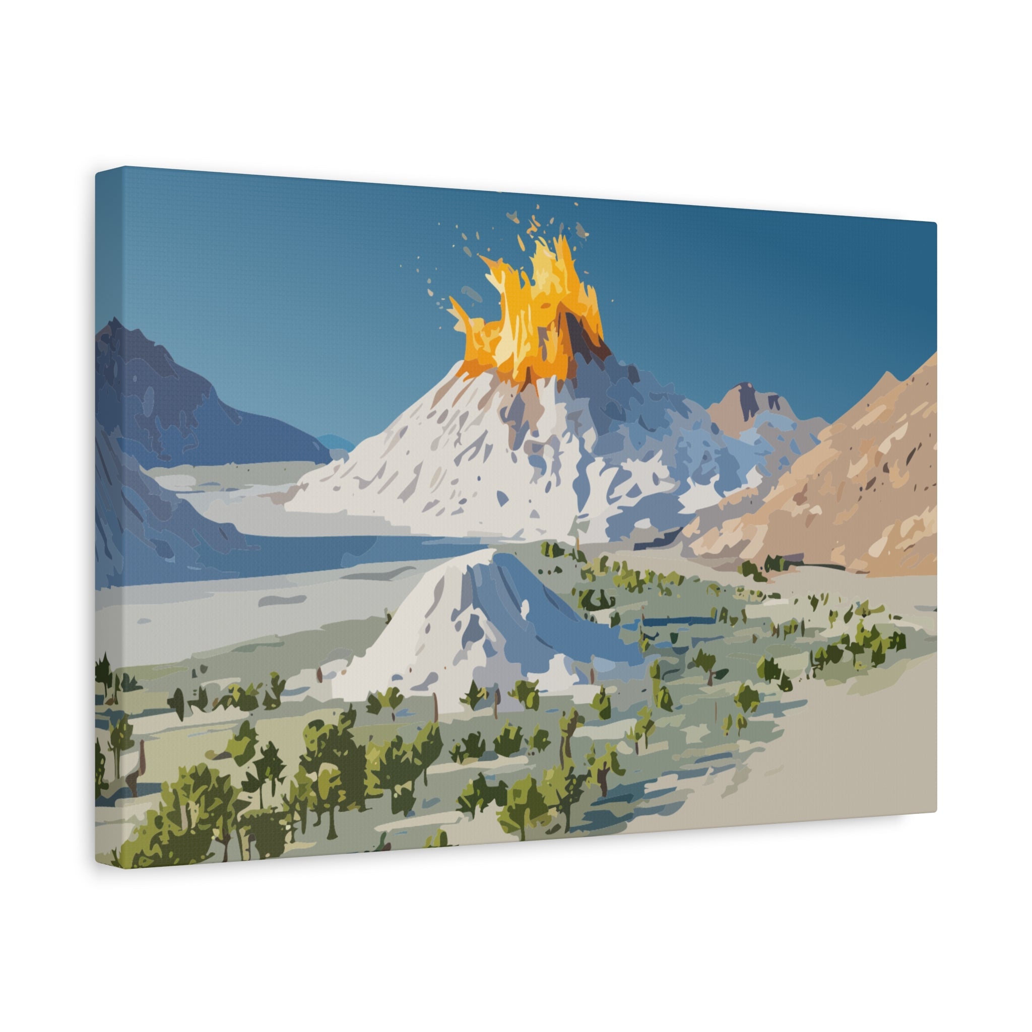 Tropical Volcano Eruption Canvas Print for Nature-Obsessed Interiors — Island Adventure Wall Art, FSC-Certified Matte Stretched Canvas, Home Decor Gift for Wanderlust Collectors