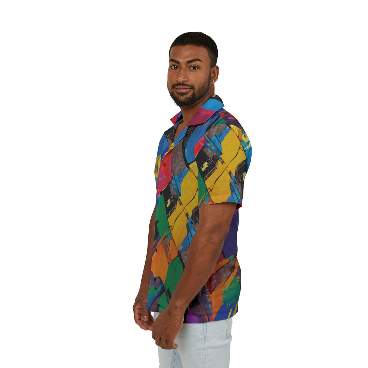 Vibrant Men's Hawaiian Camp Shirt, Tropical Vacation Wear, Beach Party Essentials, Fun Summer | Aesthetic Rebellion