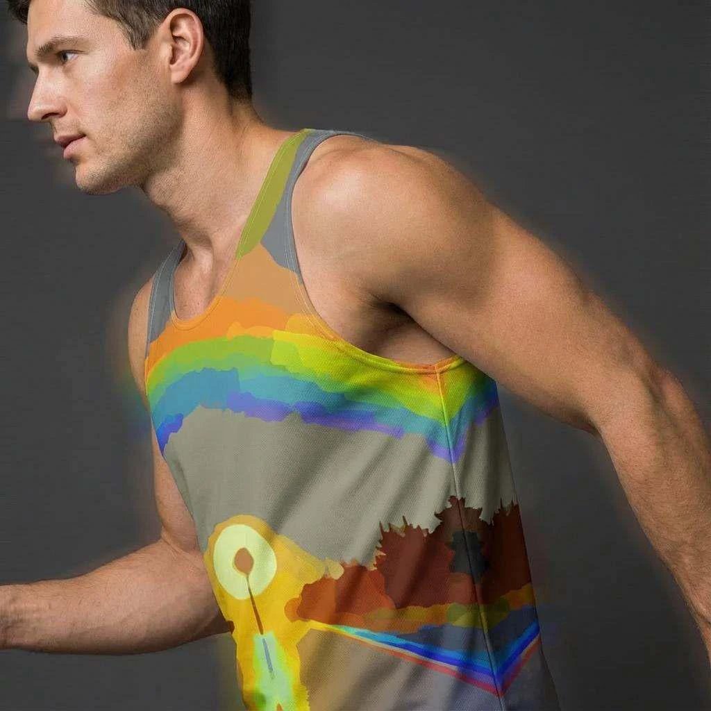 Digital Sunrise Psychedelic Tank Top - Vibrational Gradient Summer Top for Road Trips & Beach Vibes by Aesthetic Rebellion