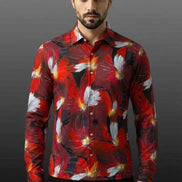 Artsy Floral Men’s Long Sleeve Polo - Polished Maximalist Workwear for Hospitality & Wine Ambassadors by Aesthetic Rebellion