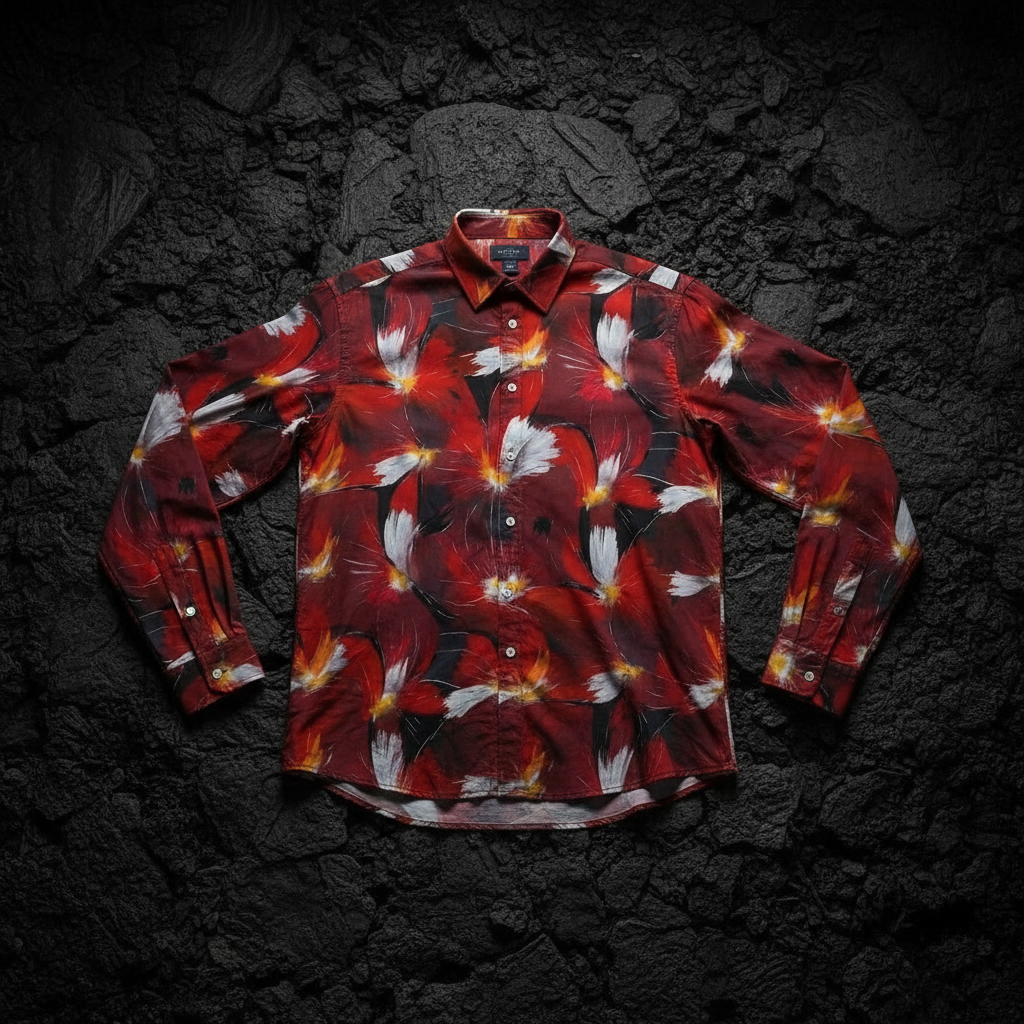 Floral All-Over Print Men's Long Sleeve Polo | S–5XL